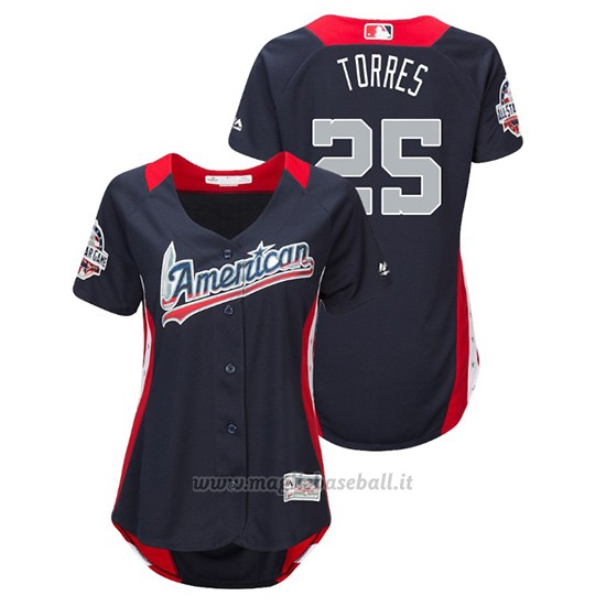 Maglia Baseball Donna All Star Game Majestic Gleyber Torres 2018 1ªRun Derby American League Blu